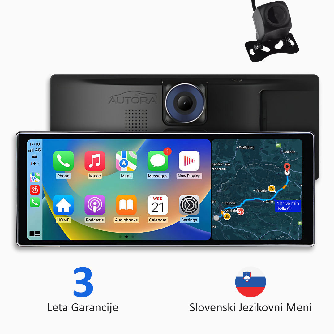 Univerzalna avtomobilska multimedijska naprava z Apple CarPlay, Android Auto in video snemanjem (model 2026)